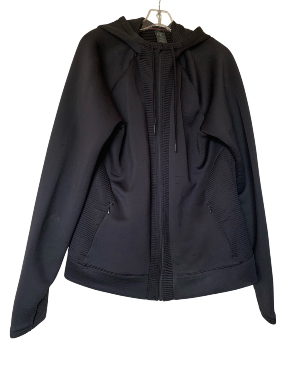 C9 Champion Woman’s Plus Size 2X  Full-Zip  Athletic Hoodie in Black Red Stripe